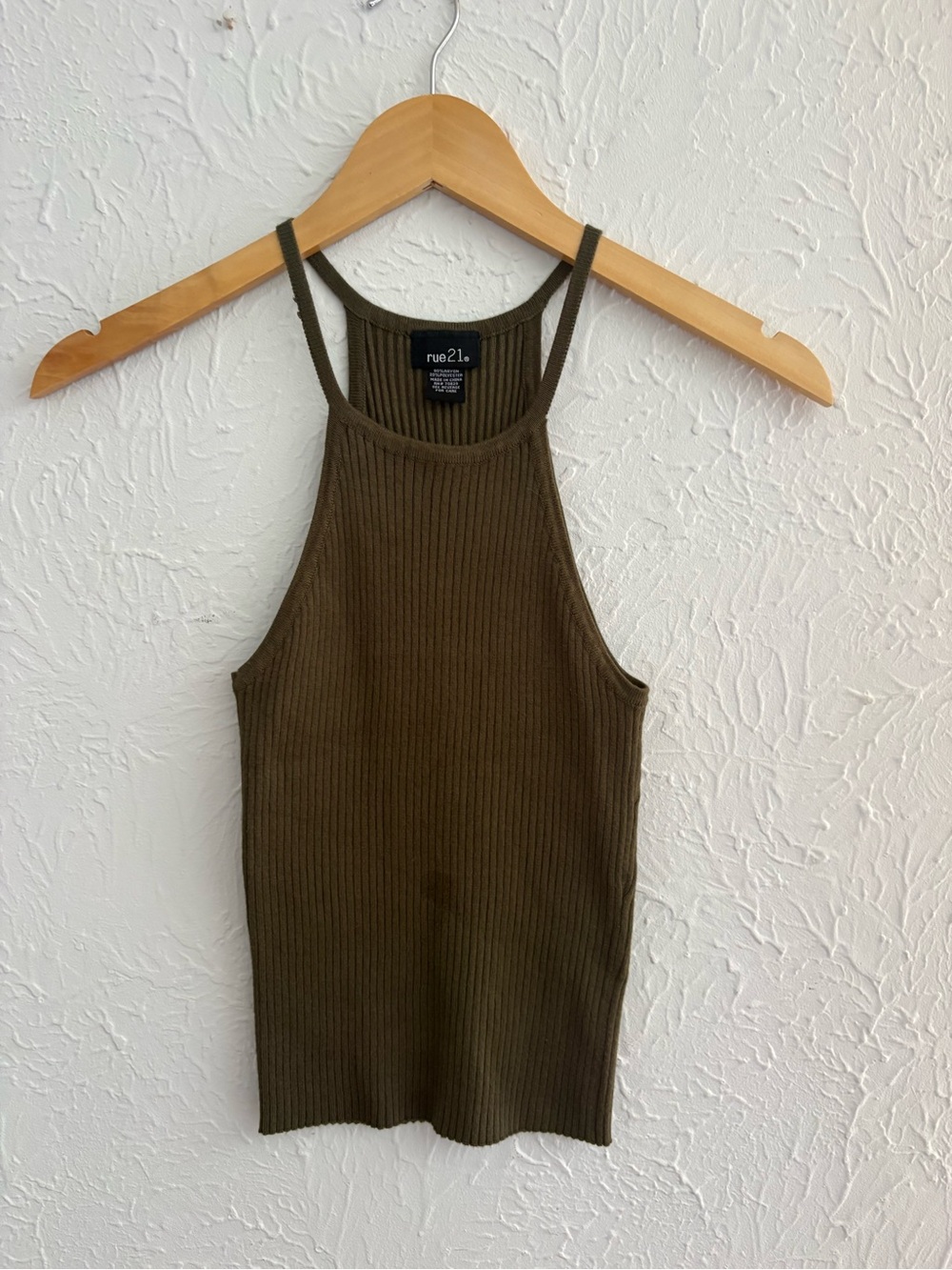 Rue21 Olive Ribbed Halter Tank